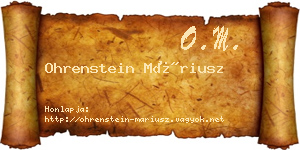 Ohrenstein Máriusz névjegykártya